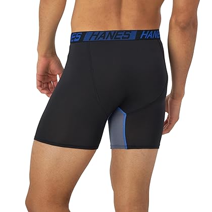 Hanes Men’s Total Support Pouch Boxer Briefs, X-Temp Cooling, Moisture-Wicking Underwear, Regular, Long-leg and Trunk, 3-Pack