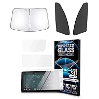 Karltys 3 Pack Tempered Glass Screen Protector, Windshield & Front Side Window Sunshade for Rivian R1T