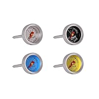 Escali AHS1-4 Easy Read Mini Steak Thermometer Set, Dial Reads Rare, Medium & Well, Dishwasher Safe, Silver