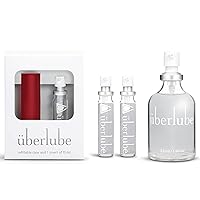 Uberlube Silicone Lube - Red Travel Kit 15 ml, 2 Refill, 55 ml Bottle Unscented Silicone Lubricant Personal Lubrication Latex-Safe Sex Lube for Couples, Anal Lube, Works Underwater, 3.3 fl oz Total