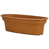 12 Inch Panterra Oval Planter - Decorative Plastic Plant Pot with Drainage for Outdoor Plants, Clay