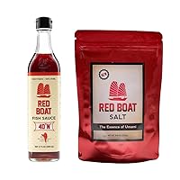 Red Boat Umami Bundle, 1 17oz. Bottle of 40°N Fish Sauce and 1 8.8oz Bag of Umami Salt | Premium fish sauce and salt infused with fish sauce, made with two ingredients | Gluten and sugar free