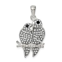 925 Sterling Silver Preciosa Crystal Parrot Couple Pendant Necklace Measures 21.07x14.99mm Wide Jewelry for Women