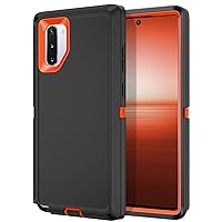 for Galaxy Note 10 Case Shockproof Dust/Drop Proof 3-Layer Full Body Protection [Without Screen Protector] Rugged Heavy Duty Cover Case for Samsung Galaxy Note 10,Black/Orange