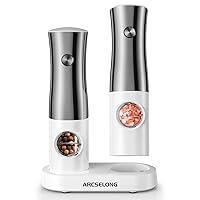Electric Salt And Pepper Grinder Set Stainless Steel Top With Type-C Rechargeable Base, No Battery