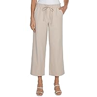 Liverpool Women's Pull on Mid Rise Tie Waist Wide Leg Crop Textured Stretch Woven