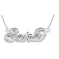 RYLOS Necklaces For Women Gold Necklaces for Women & Men 14K White Gold or Yellow Gold Personalized 0.10 Carat Diamond Nameplate Necklace Special Order, Made to Order Necklace