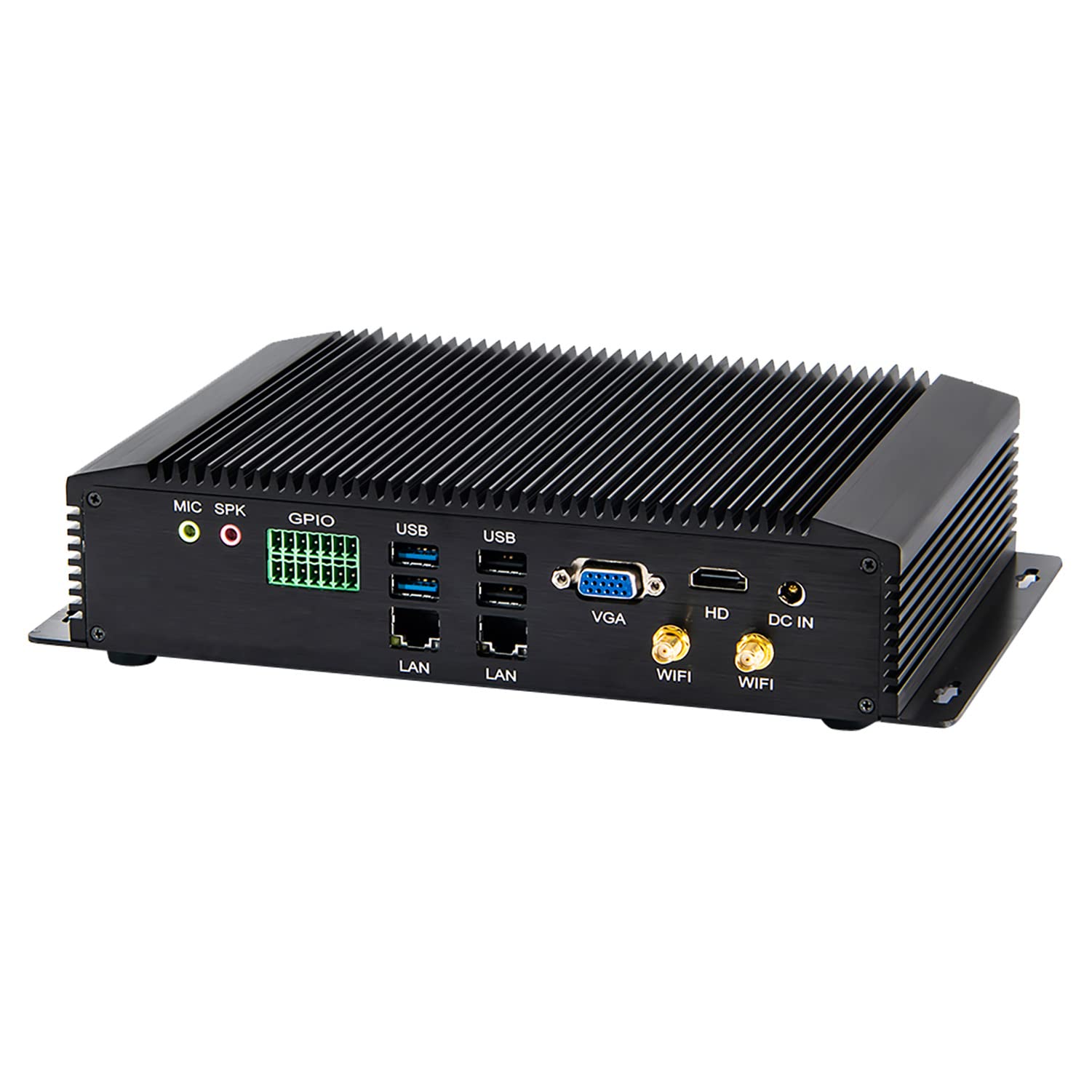 HUNSN Industrial PC, Fanless Mini Computer, IPC, Windows 11 or Linux Ubuntu, 4G, WOL, Watchdog Supported, I7 10510U 10810U, IM06, 2 x LAN, GPIO, 6 x COM RS232 422 485, 16G RAM, 256G SSD, 1TB HDD