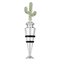 UPware Wine Stopper Bottle Stopper 1-Pack Zinc Alloy Wine and Beverage Bottle Stopper Cute Decorative Wine Stopper Wine Preserver Reusable Wine Corks (Cactus with Crystal Glass)