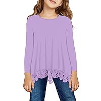 Girls Casual Tunic Tops Short Sleeve Loose Soft Blouse T-Shirt for 4-13 Years