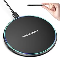 Wireless Charger Compatible with iPhone 15 14 13 12 11 Pro Max/Mini/Plus/XR/X/8, 15W Max Fast Wireless Charging Pad Mat for Samsung Galaxy S23/S22/S21/S20/S10, Galaxy Buds