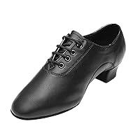 Shoes Boys Modern Dance Shoes Prom Ballroom Latin Dance Shoes Solid Color Lace Up Leather Shoes Saltwater Boot (Black, 28)