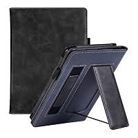 for Kindle Paperwhite 2021 11Th Gen Pu Leather Ebook Slim Case Paperwhite 5 Signature Edition E-Reader Cover with Hand Strap Auto Sleep Stand Cover - Yellow,Black