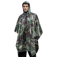 Mens Raincoat Long Black Rain Jacket Hooded Emergency Poncho Raincoat Trench Fishing Coat Rain Jacket (AG-D, One Size)