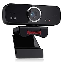 Redragon GW600 720P Webcam with Built-in Dual Microphone, 360-Degree Rotation - 2.0 USB Skype Computer Web Camera - 30 FPS for Online Courses, Video Conferencing and Streaming