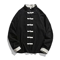 Kimono Jacket Men Traditional Chinese Clothing Linen Hanfu Top Long Sleeve Tang Suit Kung Fu Shirt