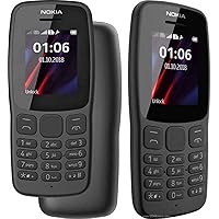 Nokia 106 All Carrier 4GB Dual SIM 2018 Dark Grey with LED Flashlight - FM Radio - Big Button Phone