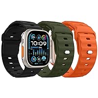 MoKo 3Pack Ocean Band Compatible with Apple Watch Ultra 2 Strap 49mm 45mm 44mm 42mm for Men Women,Outdoor Silicone Replacement Sport Strap Wrist band for iWatch Series 9 8 7 6 5 4 3 SE Ultra 2 1,B/O/A