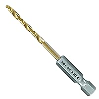 BOSCH TI2135IM 1-Piece 1/8 In. x 2-3/4 In. Titanium Nitride Coated Metal Drill Bit Impact Tough with Impact-Rated Hex Shank Ideal for Heavy-Gauge Carbon Steels, Light Gauge Metal, Hardwood
