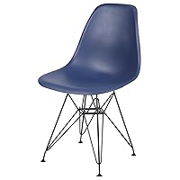 GIA Contemporary Armless Dining Chair, Qty of 1, Blue Seat with Black Metal Legs