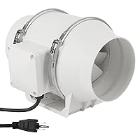 Duct Fan with Plug, 4 inch 130 CFM Inline Fan Mixed Flow Ventilation System Booster Exhaust Air Fan for Bathroom, Toilets, Kitchen, Office, Grow Tent