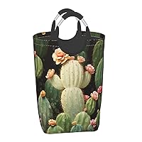 Laundry Basket Waterproof Laundry Hamper With Handles Dirty Clothes Organizer Cute Cactus Print Protable Foldable Storage Bin Bag For Living Room Bedroom Playroom