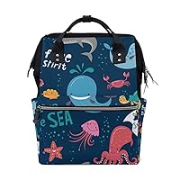 Diaper Bag Backpack Under Sea World Casual Daypack Multi-Functional Nappy Bags