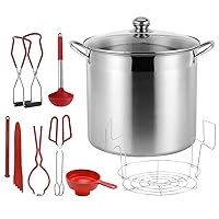 21.5 QT Stainless Steel Canning Pot with Lid, Rack & 7 Pieces Canning Tools Set, Canning Supplies Kit Water Bath Canner for Beginner
