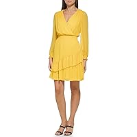 DKNY Women's Ruffle Hem Smocked Dress