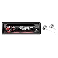 Pioneer DEH-S31BT in Dash CD AM/FM MP3 Bluetooth Audio Streaming , USB , Spotify , Pandora Control , Android Music Support , Smart Sync App Car Stereo Receiver with ALPHASONIK Earbuds