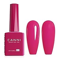 CANNI Hot Pink Gel Nail Polish, 1Pcs Neon Pink Gel Polish Pink Color Nail Polish Gel High Gloss Soak Off U V Gel Nail French Nail Manicure Salon DIY