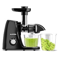 Juicer Machines,Aucma Slow Masticating Juicer for High Nutrient Fruit Vegetable Juice,Cold Press Juicer Extractor with Quiet Motor & Reverse Function,Easy to Clean with Brush and Recipes,Black