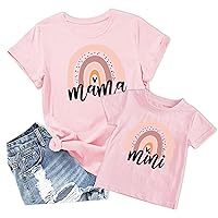 Mama Mini Shirts Mommy and Me Outfiits Love Heart Graphic Short Sleeve Casual Tops Family Matching Clothes