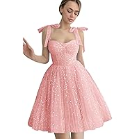 Xijun Homecoming Dresses Short for Teens Tulle Heart Sequin Mini Prom Dress Cocktail Party Gowns