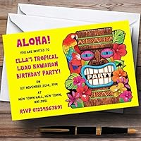Yellow Tropical Luau Hawaiian Personalized Party Invitations