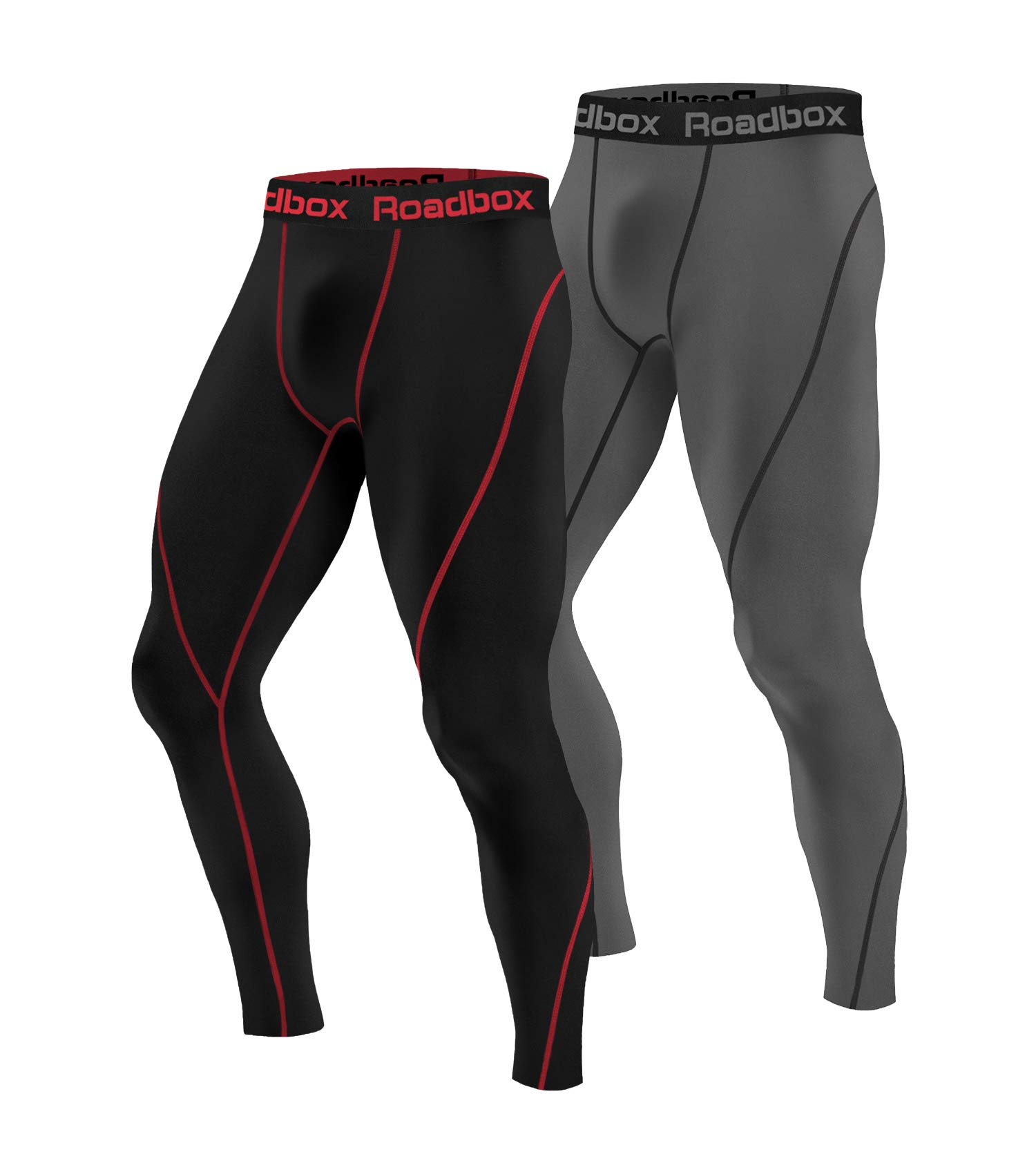 Roadbox (Size: L) 2 Pack Men’s Compression Pants Workout Warm Dry Cool Sports Leggings Tights Baselayer