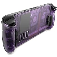 JSAUX Transparent Back Plate Compatible for Steam Deck, DIY Clear Edition Replacement Shell Case Set Compatible with Steam Deck, Buttons with Three Different Heights and Feel - PC0106 [Purple]