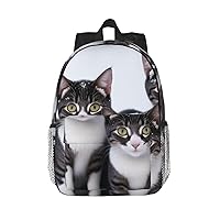 Cute Cat Pattern Backpack Lightweight Casual Backpack Double Shoulder Bag Travel Daypack With Laptop Compartmen