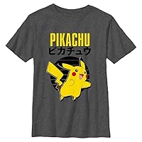 Pokemon Kids Pikachu Emblem Boys Short Sleeve Tee Shirt
