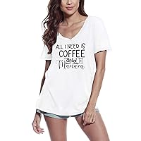 Women's Graphic T-Shirt V Neck All I Need is Coffee and Mascara - Make Up Funny Eco-Friendly Ladies Limited