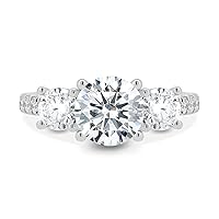 Kiara Gems 4.50 TCW Round Cut Colorless Moissanite Engagement Ring Wedding/Bridal Rings, Diamond Ring, Anniversary Solitaire Halo Accented Promise Antique Gold Silver Rings for Gift