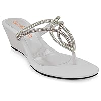 Womens Diamante Wedge Heel Synthetic Toe Post Sandals