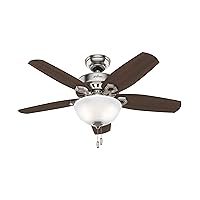 Hunter Fan Company, 52219, 42 inch Builder Brushed Nickel Ceiling Fan with LED Light Kit and Pull Chain