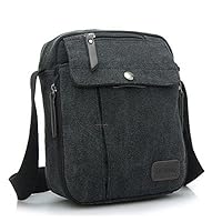 FXTXYMX Canvas Small Messenger Bag Casual Shoulder Bag Travel Organizer Bag Multi-pocket Purse Handbag Crossbody Bags (Black)