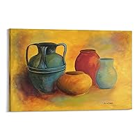 Southwest Art Ceramic Painting Print Poster - For Living Room Vintage Decor Wall Art Paintings Canvas Wall Decor Home Decor Living Room Decor Aesthetic Prints 24x36inch(60x90cm) Frame-style