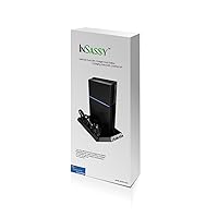 InSassy® PS4 Vertical Stand Cooling Fan w/ Dual Charger Ports Charging Station for Dual Shock Controllers with USB Ports [Black]