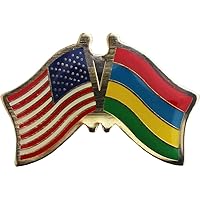 AES Wholesale Pack of 6 USA American & Mauritius Country Flag Bike Hat Cap Lapel Pin