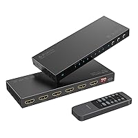 4K 60Hz HDMI Matrix 4x2, PORTTA 4 in 2 Out Switch Splitter with Toslink 3.5mm Audio Extractor, ARC, 16 EDID Modes, 4K Downscale, and IR Remote Support HDMI 2.0b HDCP 2.3/2.2 HDR 3D