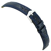 10mm Hirsch Ladies Camel Grain Blue Genuine Leather Flat Stitched Watch Band