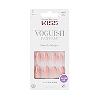 KISS, Press-On Nails, Nail glue included, clatant', Medium Size, Almond Shape, Includes 28 Nails, 2g Glue, 1 Manicure Stick, 1 Mini file